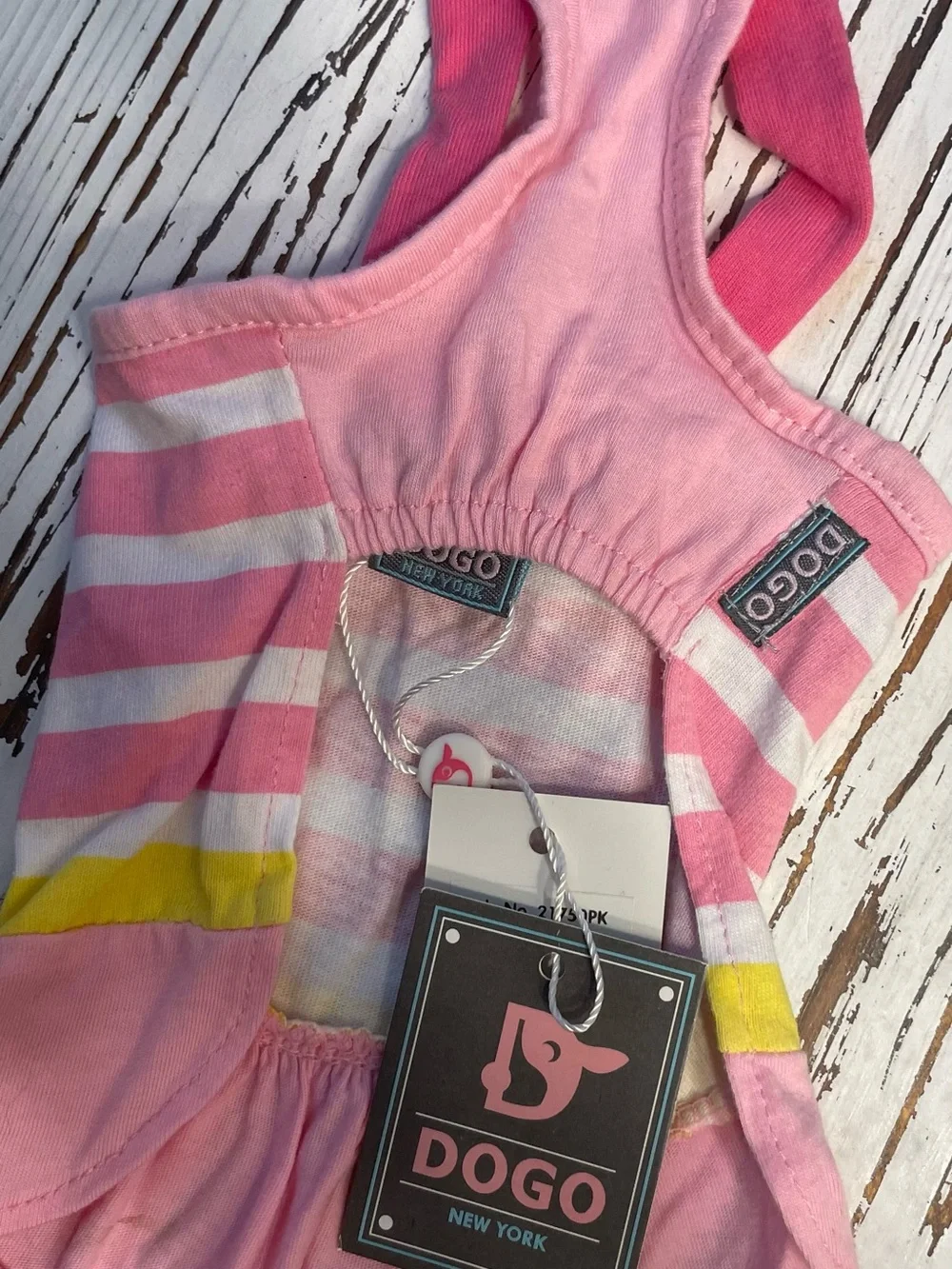 Pink & White Striped Dog Dress with Yellow Accent small
